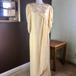 Vintage 1970s Yellow Chiffon Bridesmaid Maxi Dress